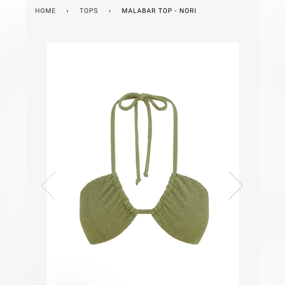 Somerfield Swim- Malabar Top (size large), Samana Bottom (size large) in Nori